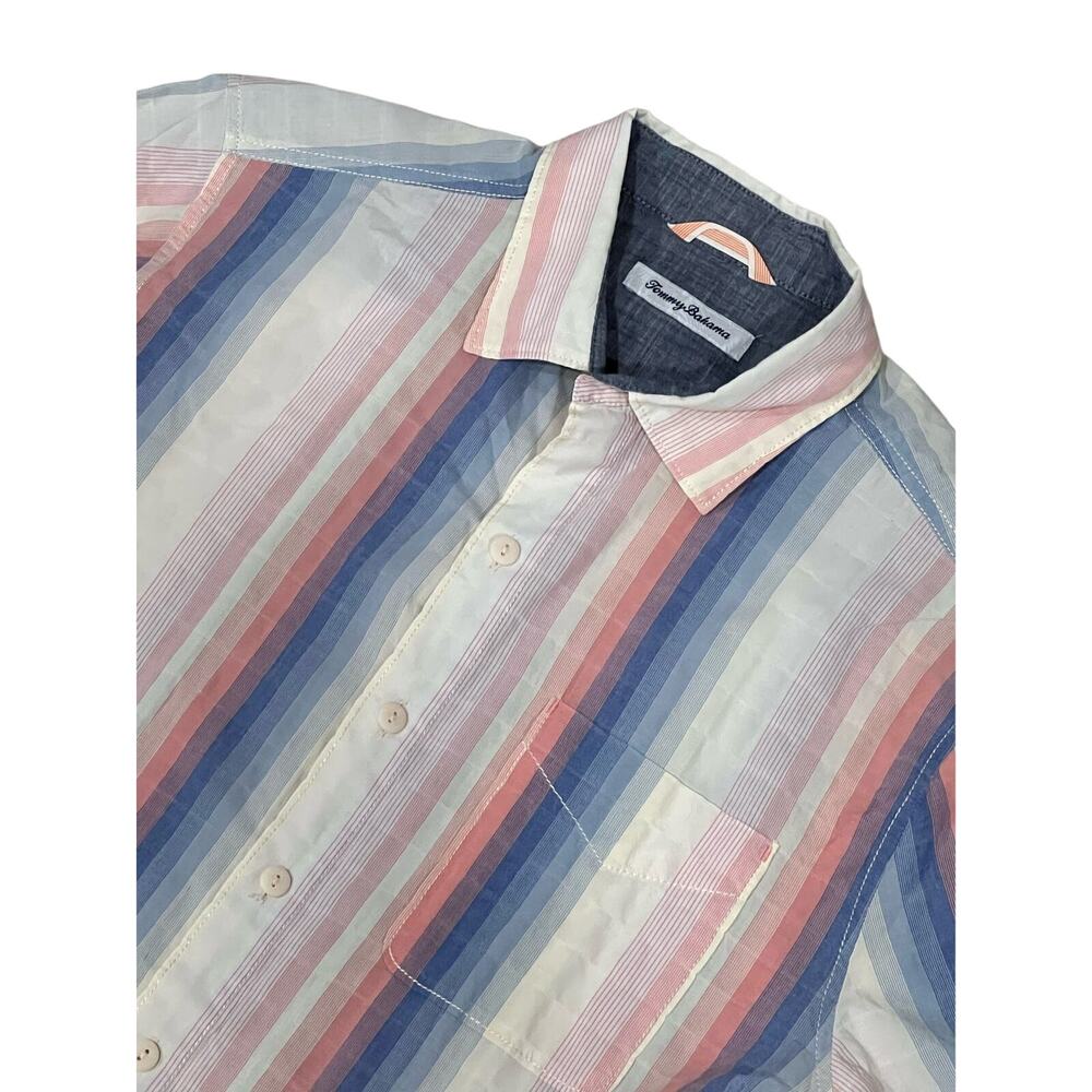 Tommy Bahama Men's Pastel Stripe Stretch Cotton Button Down Shirt M 571-U